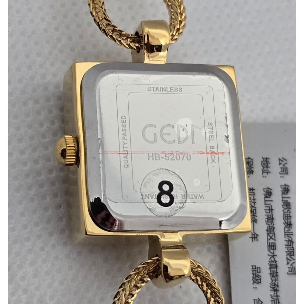 Women's Gedi Square Gold Tone Dial Quartz Chain Rope Bracelet Fashion Watch 08 - Picture 9 of 9